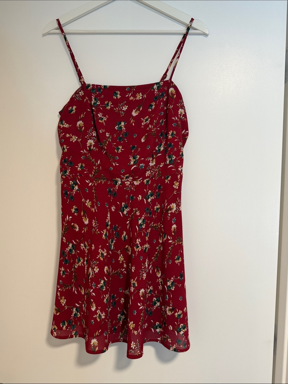 Custom 100 silk Red Floral Spaghetti Strap made in Vietnam